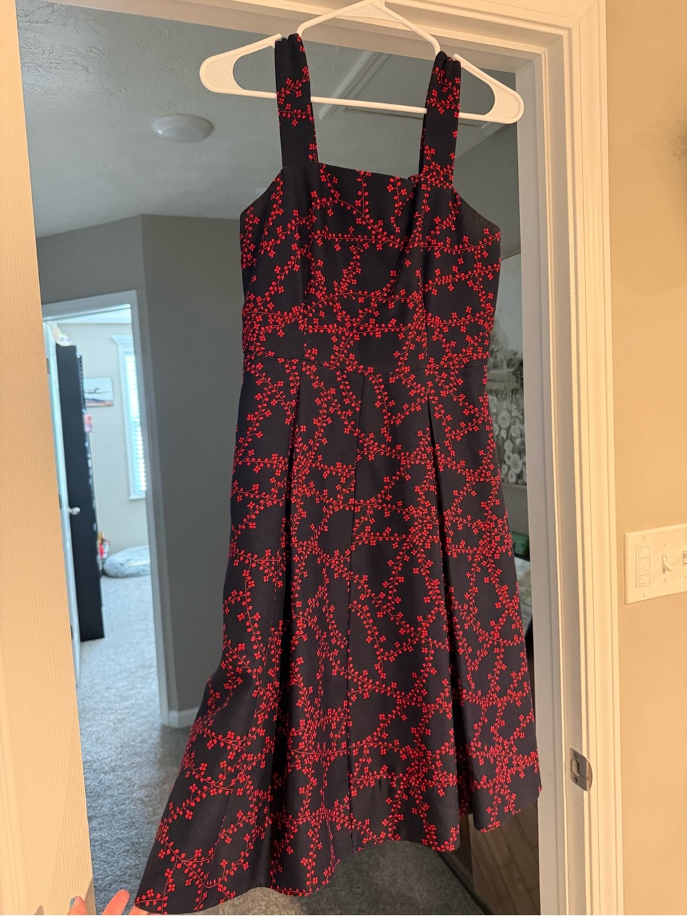 Draper James Navy Dress with Red Berry Print